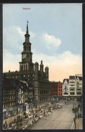 AK Posen, Alter Markt mit Rathaus