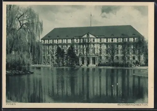 AK Posen, Reichsbankdirektion mit Uferpartie
