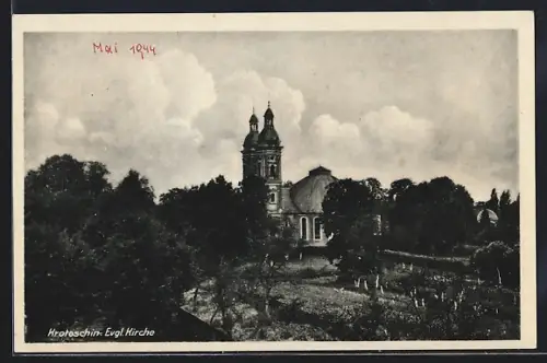 AK Krotoschin, Blick auf die Evgl. Kirche