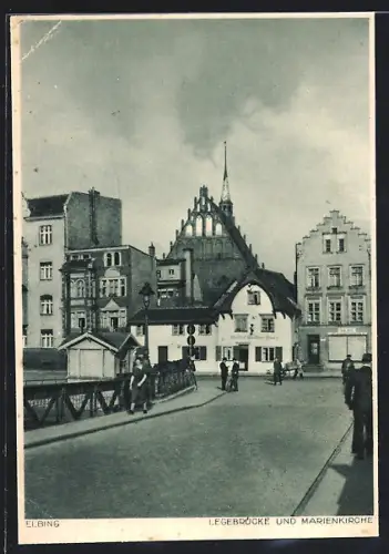 AK Elbing / Elblag, Legebrücke & Marienkirche