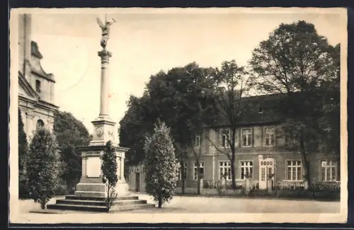 AK Züllichau, Siegessäule und Hotel König von Preussen