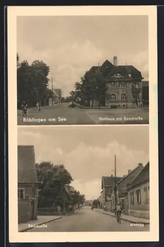 AK Röblingen am See, Rathaus mit Seestrasse, Seestrasse