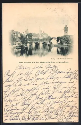 AK Merseburg, Schloss, Waterloobrücke