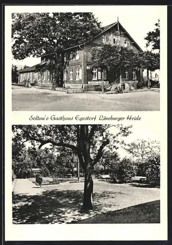 AK Egestorf Lüneburger Heide, Soltau`s Gasthaus und Gartenansicht