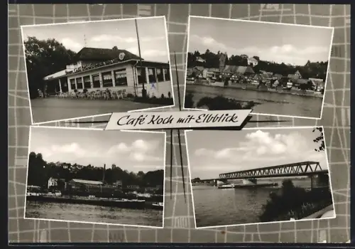 AK Hohnstorf /Elbe, Café Koch, Elbbrücke, Bes. Günther Peters