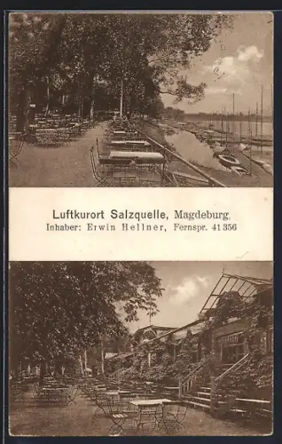 AK Magdeburg, Gasthaus Salzquelle, Garten