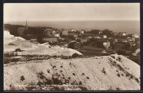 AK Sassnitz, Ostseebad, Teilansicht von den Kreidewerken gesehen