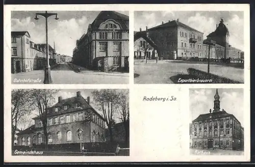 AK Radeberg i. Sa., Exportbier-Brauerei, Bahnhofstrasse, Gemeindehaus