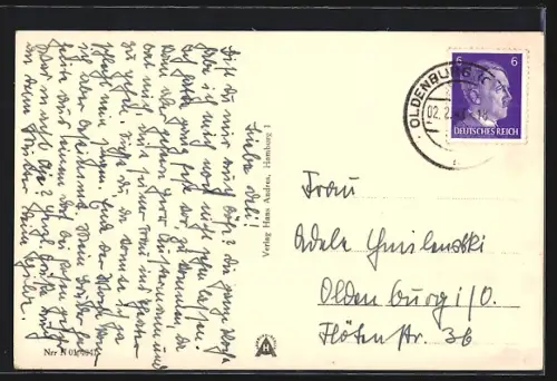 AK Oldenburg i. O., Schleusenstrasse mit Standbild