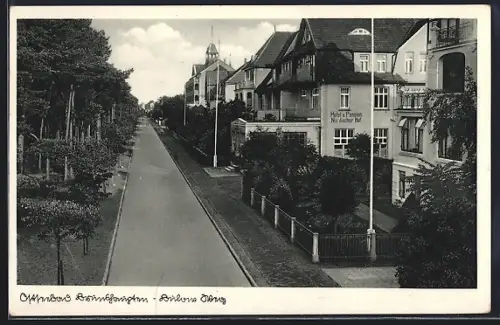AK Brunshaupten, Ostseebad, Strasse Bühlow Weg mit Hotel-Pension Nordischer Hof