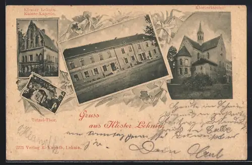AK Kloster Lehnin, Hotel zum Preussischen Adler, Klosterkirche, Kaiser-Kapelle, Tetzel-Thor