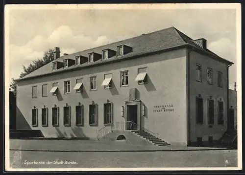 AK Bünde, Sparkasse mit Strassenpartie
