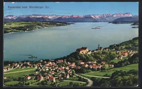 AK Starnberg, Starnbergersee mit Gebirgskamm