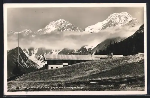 AK Mösern, Café und Restaurant Menthof gegen die Mieminger Berge