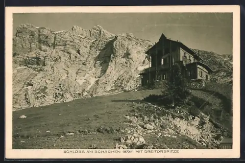 AK Schachen / Garmisch-Partenkirchen, Schloss mit Dreitorspitze