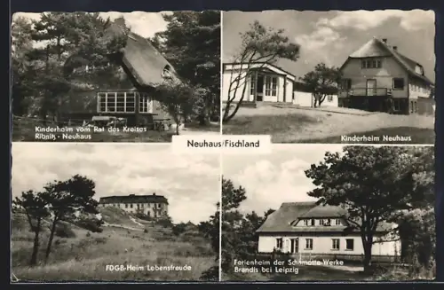 AK Neuhaus /Fischland, Kinderheim Neuhaus, FDGB-Heim Lebensfreude, Ferienheim der Schamotte-Werke Brandis bei Leipzig
