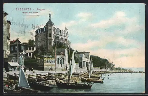 AK Sassnitz, Partie am Strand mit Booten