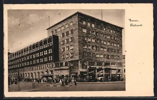 AK Essen / Ruhr, Postamt von der Strasse aus