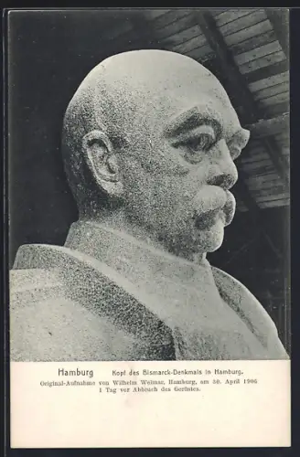 AK Hamburg-St.Pauli, Kopf des Bismarck-Denkmals 1906