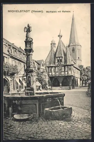 AK Michelstadt, Marktplatz mit Rathaus
