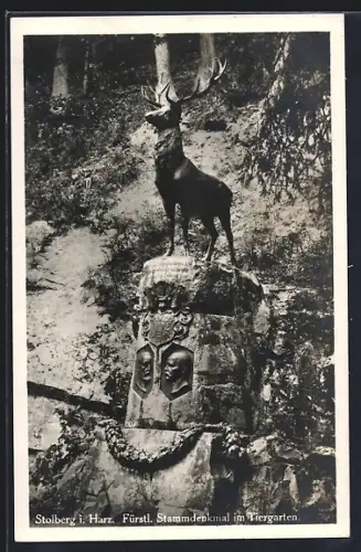 AK Stolberg i. Harz, Fürstl. Stammdenkmal im Tiergarten