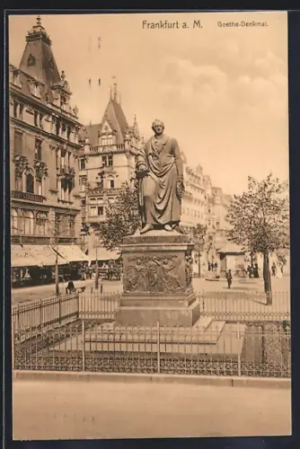 AK Frankfurt a. M., Goethe-Denkmal