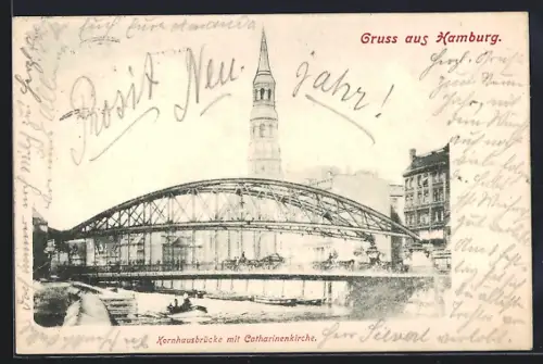 AK Hamburg, Kornhausbrücke mit Catharinenkirche