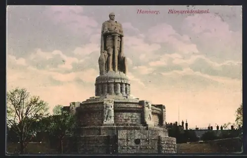 AK Hamburg-St.Pauli, Bismarckdenkmal
