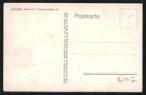 Künstler-AK Usingen / Taunus, Ortspanorama