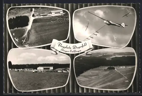 AK Ebingen-Tailfingen, Flugplatz Degerfeld, Segelflugzeuge am Himmel