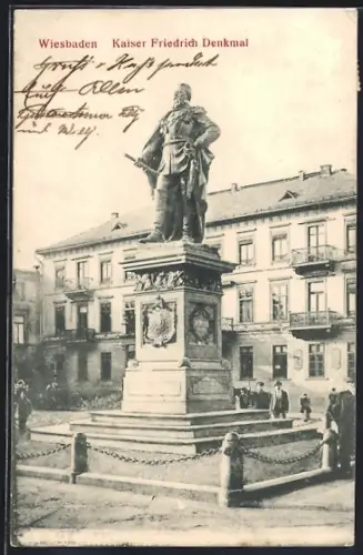 AK Wiesbaden, Kaiser Friedrich Denkmal