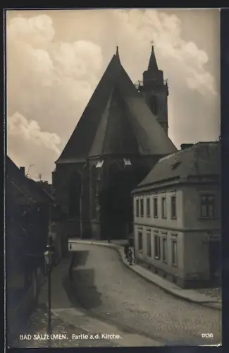 AK Bad Salzelmen, Partie an der Kirche