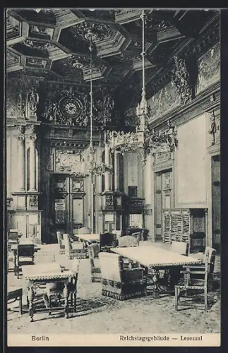 AK Berlin-Tiergarten, Reichstagsgebäude, Lesesaal