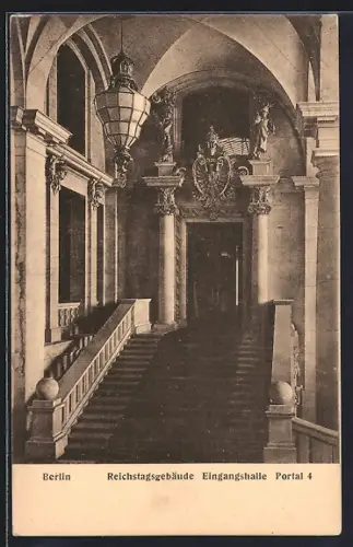 AK Berlin-Tiergarten, Reichstagsgebäude, Eingangshalle Portal 4