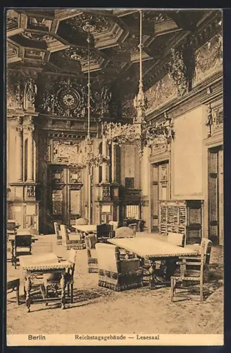 AK Berlin-Tiergarten, Reichstagsgebäude, Lesesaal