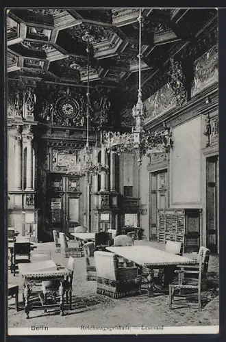 AK Berlin-Tiergarten, Reichstagsgebäude, Lesesaal