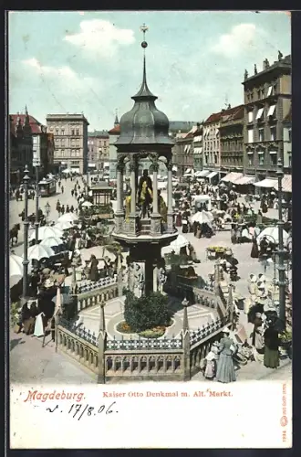 AK Magdeburg, Kaiser Otto Denkmal am Alten Markt