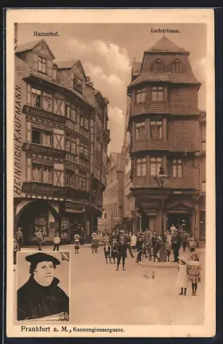 AK Alt-Frankfurt, Kannengiessergasse, Hainerhof, Lutherhaus