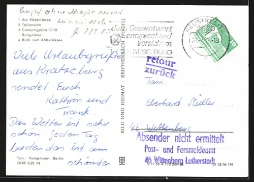 AK Kratzeburg, Käbelicksee, Campingplatz C, Blick zum See