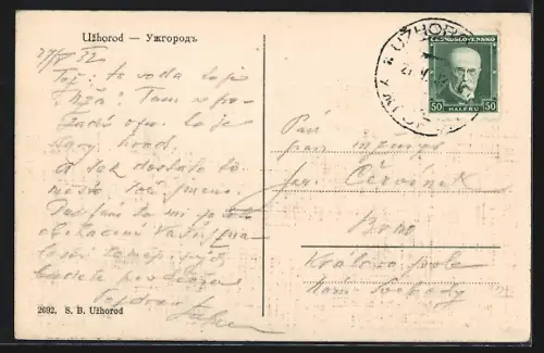 AK Uzhorod, Partie am Flussufer mit Brücke