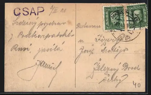 AK Cop / Csap, Strassenpartie mit Kirche