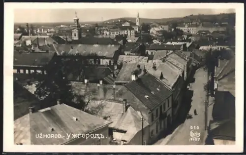 AK Uzhorod, Panorama mit Strassenpartie
