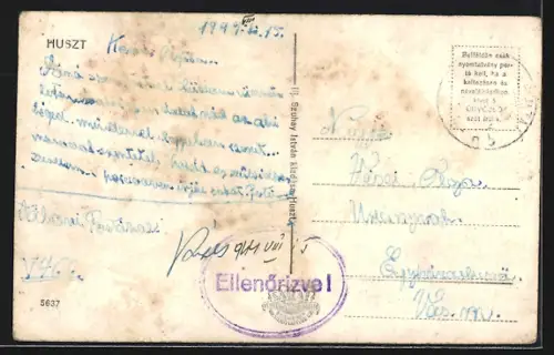 AK Huszt, Gebäudeansicht, Strassenpartie, Ortspartie