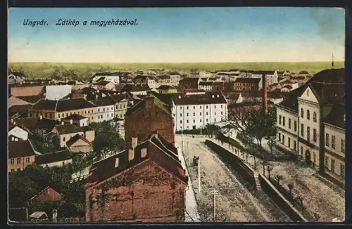 AK Ungvár, Látkép a megyeházával