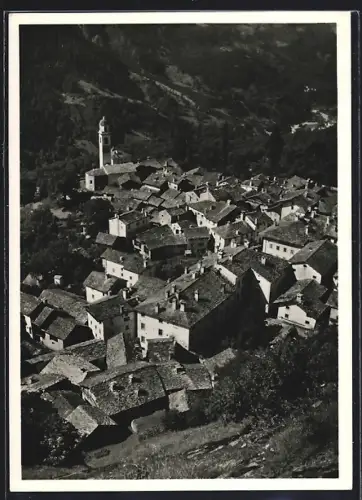 AK Soglio, Totalansicht vom Berg aus