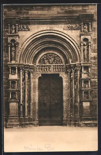 AK Basel, Basler Münster, Die Galluspforte am Querschiff