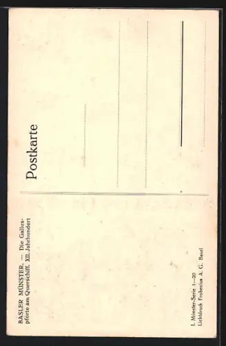 AK Basel, Basler Münster, Die Galluspforte am Querschiff