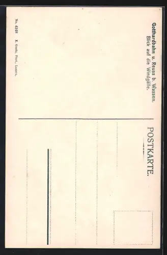 AK Wassen, Reuss mit Gotthardbahn