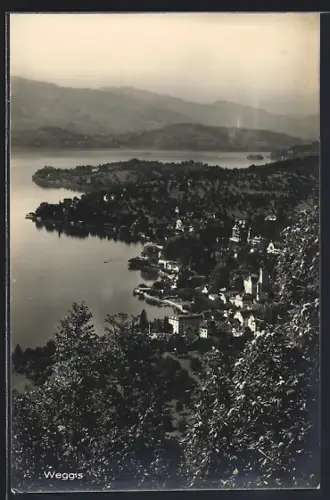 AK Weggis, Teilansicht mit Bergen