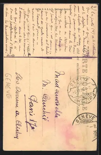 AK Genève, Strassenpartie mit Bäumen